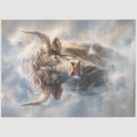 Decoupage Whimsical Majestic Bull Large Horns Seidenpapier (Vorderseite)