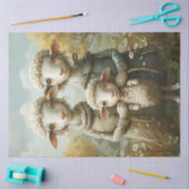 Decoupage Whimsical Mama Vater Baby Sheep Seidenpapier (Basteln)