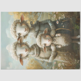 Decoupage Whimsical Mama Vater Baby Sheep Seidenpapier