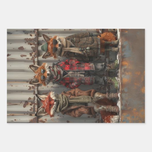 Decoupage Whimsical Mischievous Bretz FoxBrothers Geschenkpapier Set (Vorderseite)