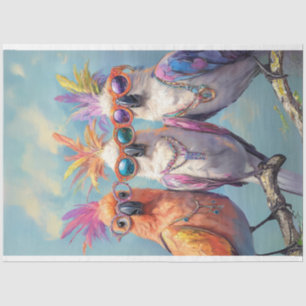 Decoupage Whimsical modisch gekleidet Cockatoys Seidenpapier
