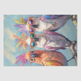 Decoupage Whimsical modisch gekleidet Cockatoys Seidenpapier