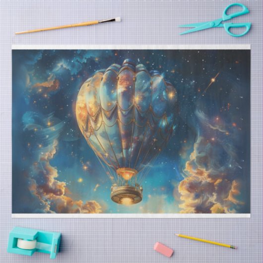 Decoupage Whimsical Night Sky Heißluftballon Seidenpapier (Basteln)