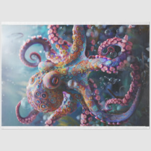Decoupage Whimsical Octopus Fotografie Seidenpapier