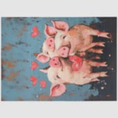 Decoupage Whimsical Painting Valentine 3 Schweine Seidenpapier (Vorderseite)