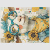 Decoupage Whimsical Patchwork Ziege Sonnenblumen Seidenpapier (Vorderseite)