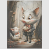 Decoupage Whimsical Pig Duo in Forest Seidenpapier (Vorderseite)