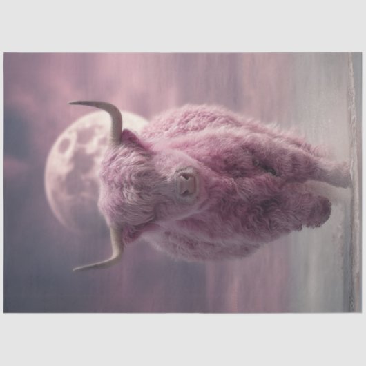 Decoupage Whimsical Pink Cotton Candy Highland Seidenpapier (Vorderseite)