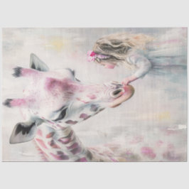 Decoupage Whimsical Pink Giraffe Lil Girl Seidenpapier