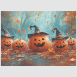 Decoupage Whimsical Pumpkin Jack-o-Lantern Familie Seidenpapier