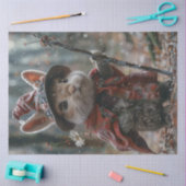Decoupage Whimsical Rabbit Welock im Winter Seidenpapier (Basteln)