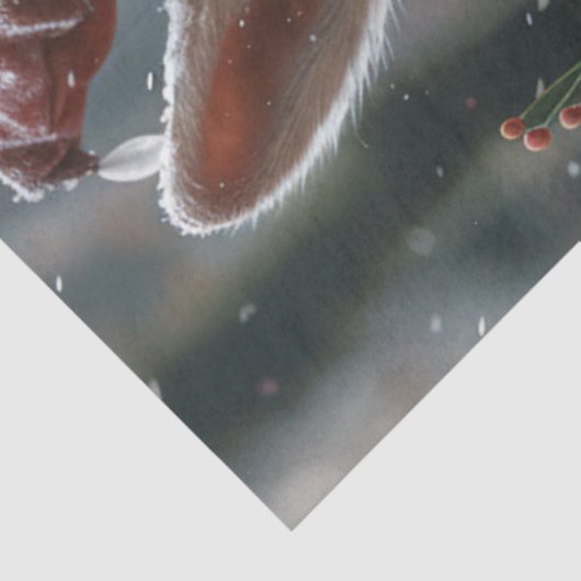 Decoupage Whimsical Rabbit Welock im Winter Seidenpapier (Ausschnitt)