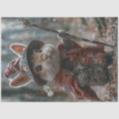 Decoupage Whimsical Rabbit Welock im Winter Seidenpapier (Vorderseite)