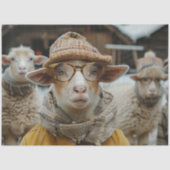 Decoupage Whimsical Sheep Winter Kleidung & Brille Seidenpapier (Vorderseite)