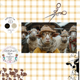 Decoupage Whimsical Sheep Winter Kleidung & Brille Seidenpapier