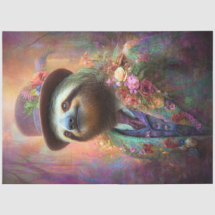 Decoupage Whimsical Sloth Floral Lapel Seidenpapier