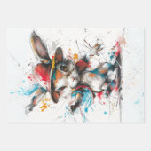 Decoupage Whimsical Splash Painted Rabbit Eichhörn Geschenkpapier Set (Vorderseite 2)