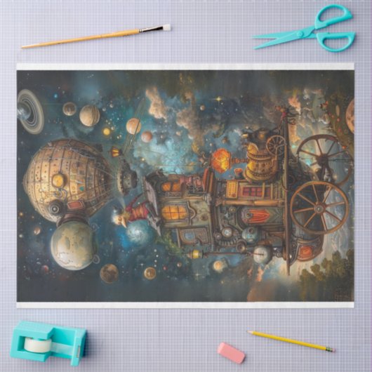 Decoupage Whimsical Steampunk Heißluftballon Seidenpapier (Basteln)