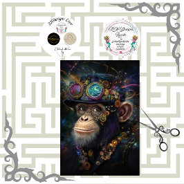 Decoupage Whimsical Steampunk Monkey Vibrant Color Seidenpapier
