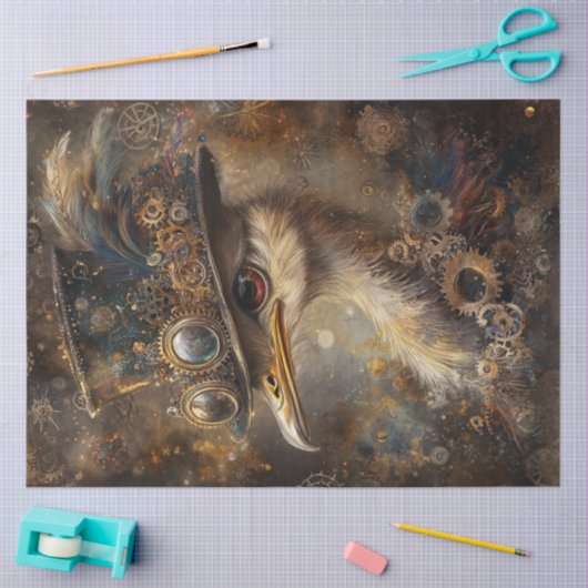 Decoupage Whimsical Steampunk Ostrich Top Hat Seidenpapier (Basteln)