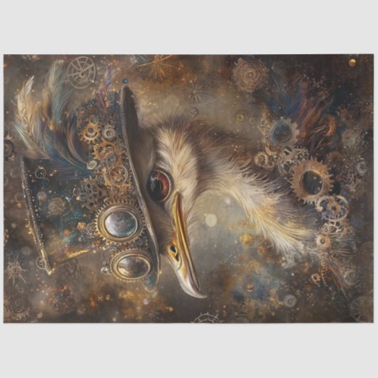 Decoupage Whimsical Steampunk Ostrich Top Hat Seidenpapier (Vorderseite)