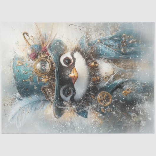 Decoupage Whimsical Steampunk Pinguin Seidenpapier (Vorderseite)