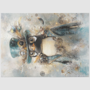 Decoupage Whimsical Steampunk Pinguin Teals Seidenpapier