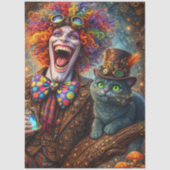 Decoupage Whimsical Steampunk Trickster Magic Cat Seidenpapier (Vorderseite)