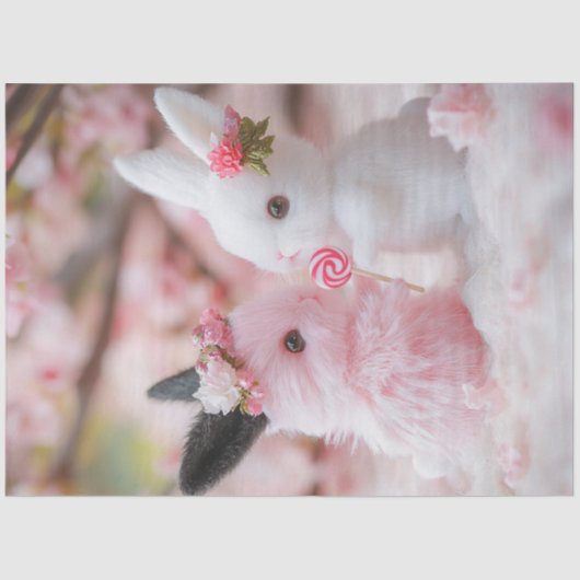 Decoupage Whimsical Valentine Bunny Couple Seidenpapier (Vorderseite)