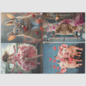 Decoupage Whimsical Valentine Kaninchen Schweine K Seidenpapier (Vorderseite)