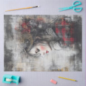 Decoupage Whimsical Valentine Portrait of Lady Seidenpapier (Basteln)