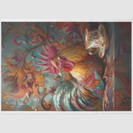 Decoupage Whimsical Verziert Chicken Coffee Break Seidenpapier (Vorderseite)