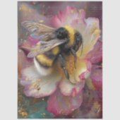 Decoupage Whimsical Vibrant Bumble Bee Pink Flower Seidenpapier (Vorderseite)