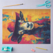 Decoupage Whimsical Vibrant Goat Cowboy Hat Seidenpapier (Basteln)