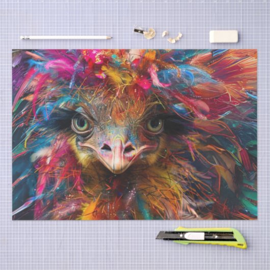 Decoupage Whimsical Vibrant Wackadoodle Ostrich Seidenpapier (Handwerk)