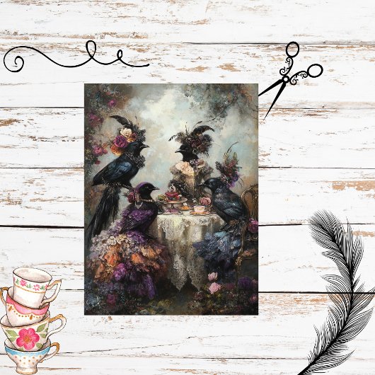 Decoupage Whimsical Viktorianisch Dressed Crows Pa Seidenpapier