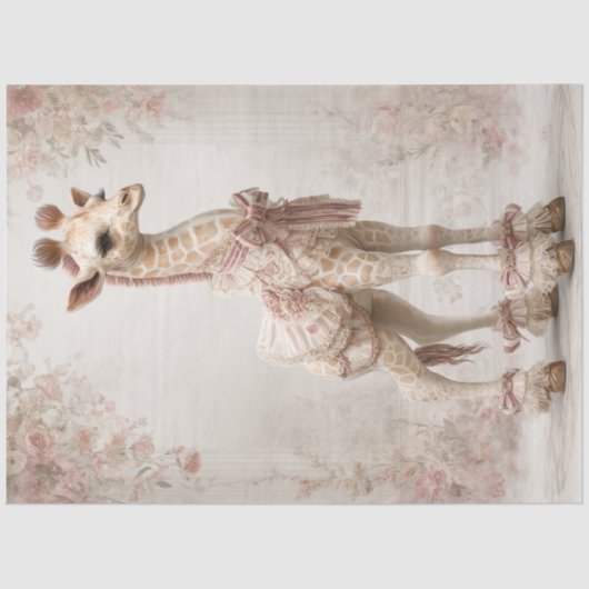 Decoupage Whimsical Viktorianisch Giraffe Lace bes Seidenpapier (Vorderseite)