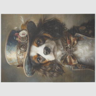 Decoupage Whimsical Vintag Dressed Spaniel & Hat Seidenpapier