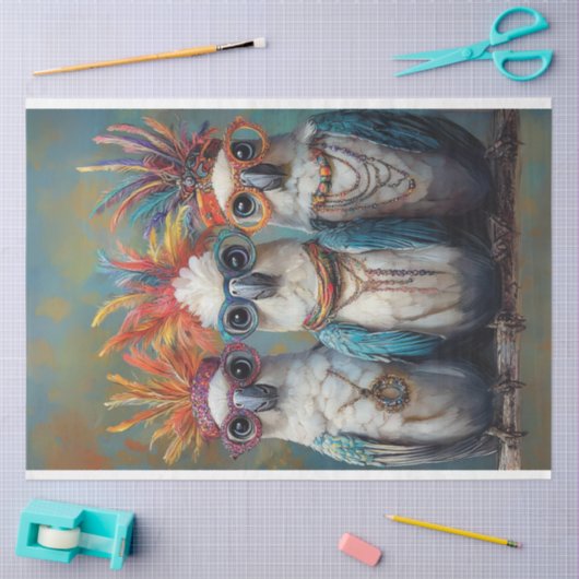 Decoupage Whimsical Wacky Vibrany Cockatoos Birds Seidenpapier (Basteln)