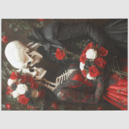 Decoupage Whimsical Wedding Black & Red Seidenpapier