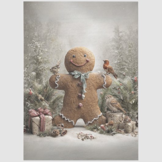 Decoupage Whimsical Weihnachtsmädchen Winterszene Seidenpapier (Vorderseite)