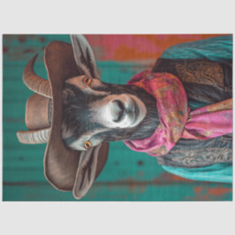 Decoupage Whimsical Western Dressed Goat Seidenpapier