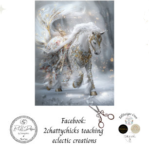 Decoupage Whimsical White Embellished Pferd Seidenpapier