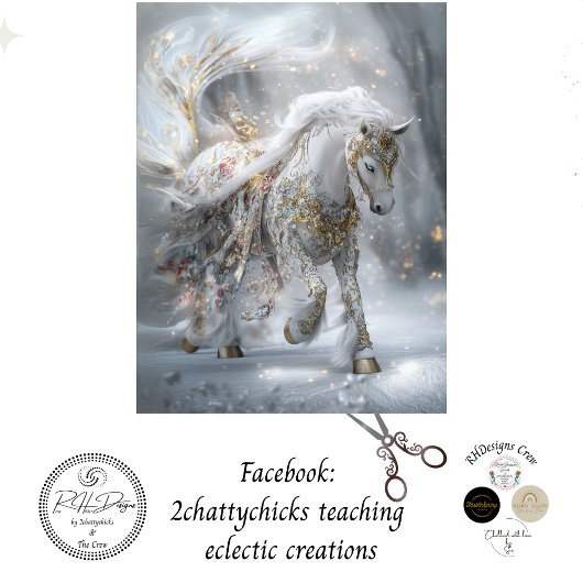 Decoupage Whimsical White Embellished Pferd Seidenpapier