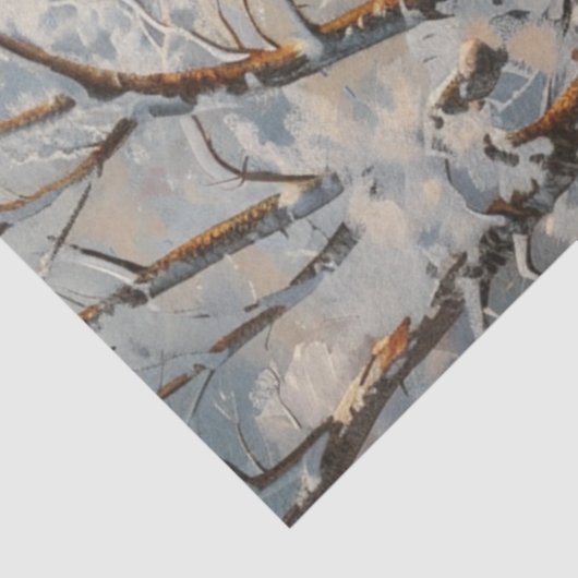 Decoupage Whimsical Winter Church Red Wagon Seidenpapier (Ausschnitt)