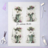 Decoupage Whimsical Wispy Katzen 8 x 10 Leinwand Seidenpapier (Basteln)