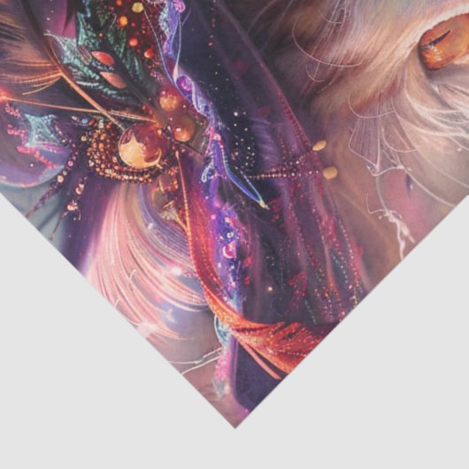 Decoupage Whimsical Witchy Cat Wear Hat Seidenpapier (Detail)