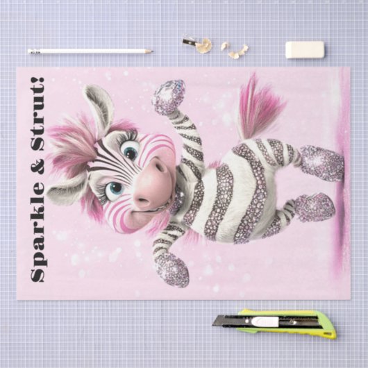 Decoupage Whimsical Zebra White & Funkelnd Zuni Seidenpapier (Handwerk)