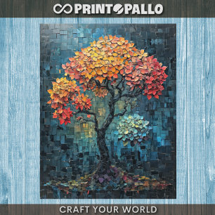 Decoupage - Whimsicaler Keramikfliesenbaum