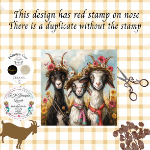 Decoupage Whimsil 3 Ziegen in Feld Seidenpapier